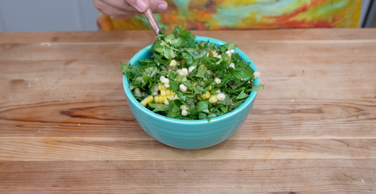 Herby Corn Salad with Southeast Asia Spiced Vinaigrette