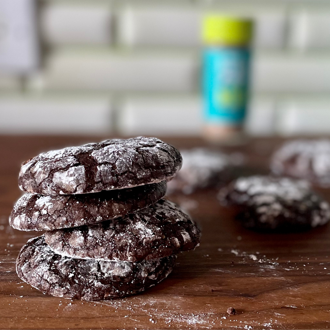 Belize Spiced Flourless Chocolate Crinkle Cookies