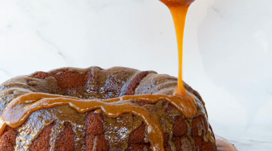 sticky sweet potato cake with this little goat went to southeast asia salted caramel drizzle 
